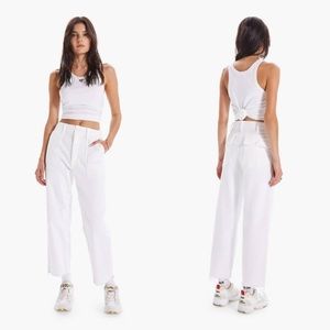 MOTHER White Jeans Patch Pocket Private Ankle Fray